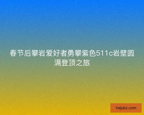 春节后攀岩爱好者勇攀紫色511c岩壁圆满登顶之旅